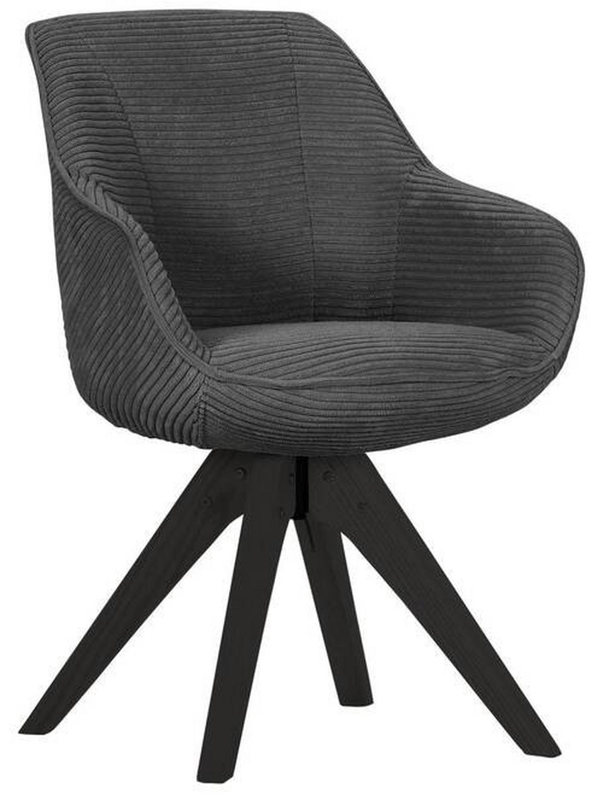 ARMLEHNSTUHL  in Cord  - Schwarz/Grau, Design, Holz/Textil (60/83/65cm) - Landscape