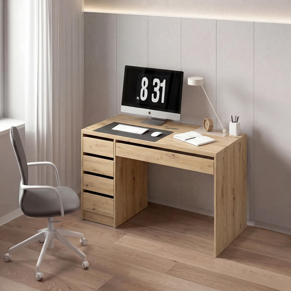 SCHREIBTISCH 120/55/77,6 cm Eiche Artisan   - Eiche Artisan, MODERN, Holzwerkstoff (120/55/77,6cm) - Livetastic