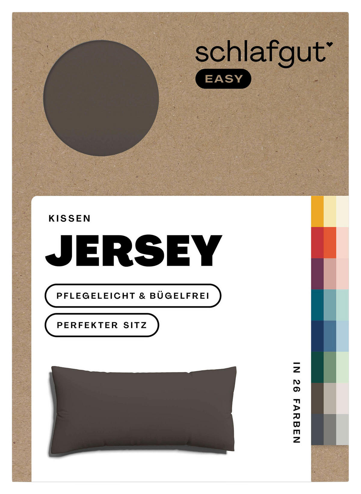KOPFKISSENBEZUG EASY JERSEY 40/80 cm  - Dunkelbraun, Basics, Textil (40/80cm) - Schlafgut
