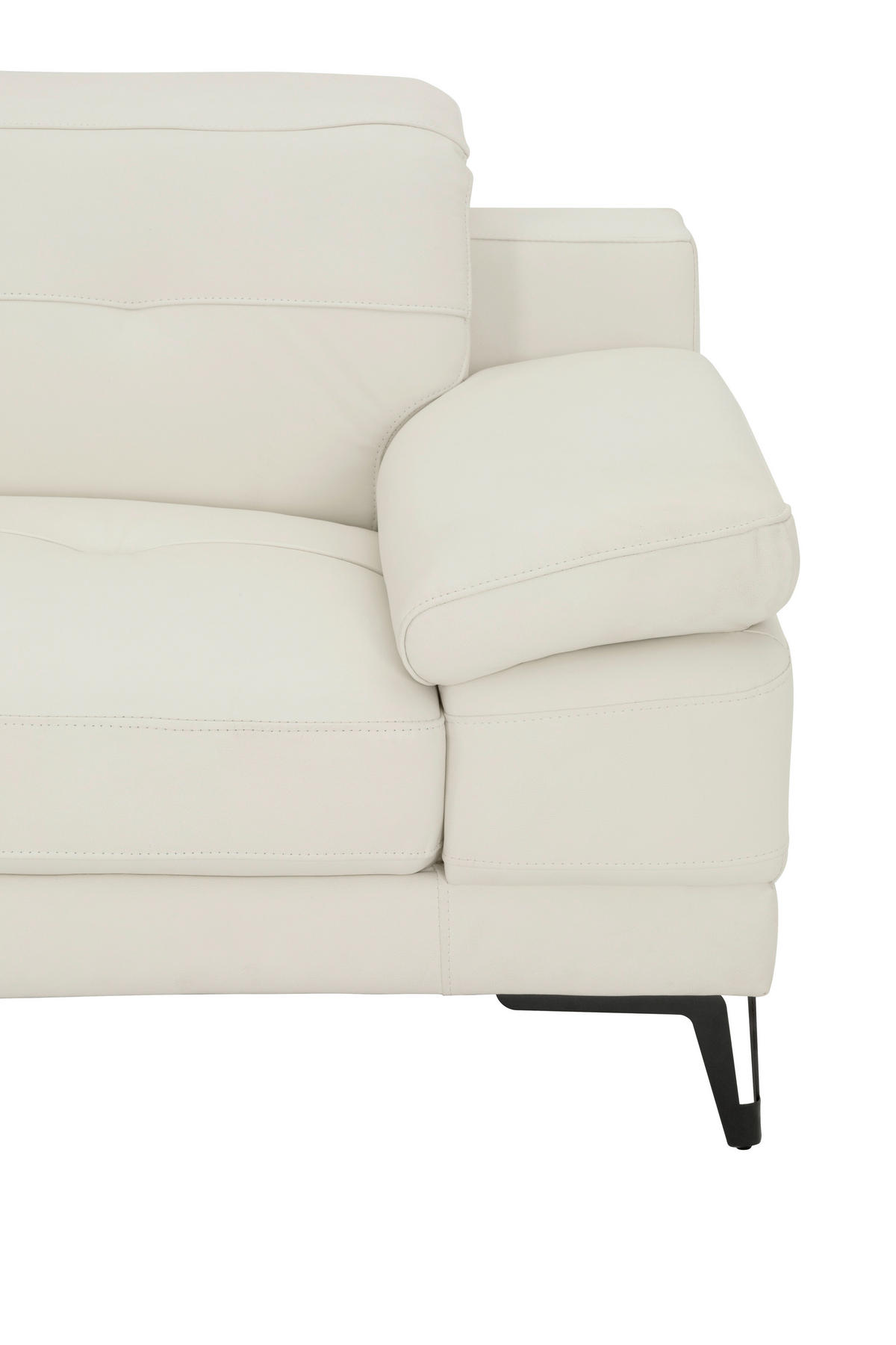 ECKSOFA Weiß Echtleder  - Schwarz/Weiß, MODERN, Leder/Metall (224/287cm) - MID.YOU