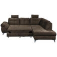 ECKSOFA Dunkelbraun Velours  - Dunkelbraun/Schwarz, KONVENTIONELL, Kunststoff/Textil (275/218cm) - Carryhome