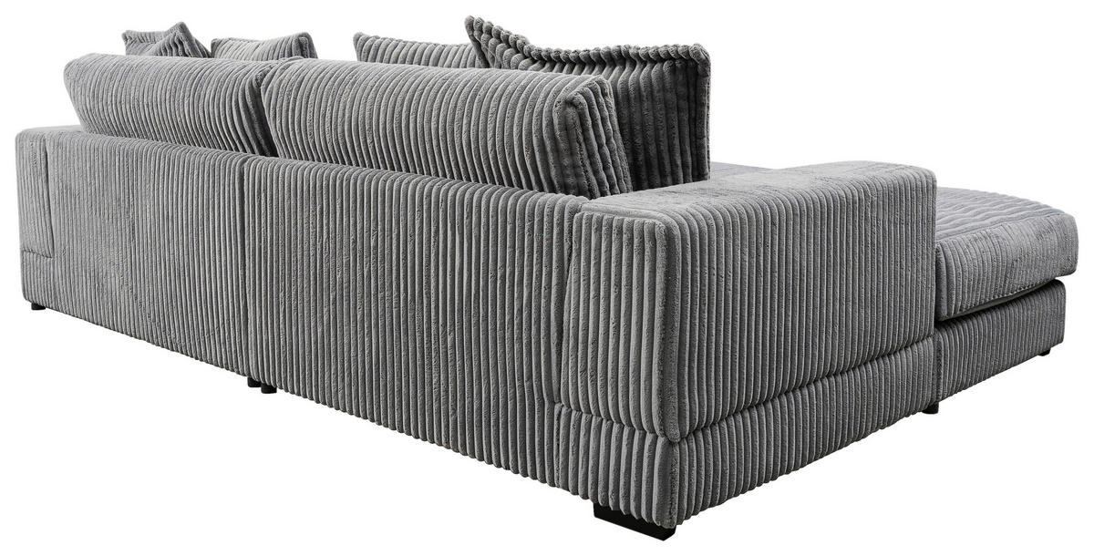 ECKSOFA Grau Cord  - Schwarz/Grau, Design, Kunststoff/Textil (195/285cm) - MID.YOU