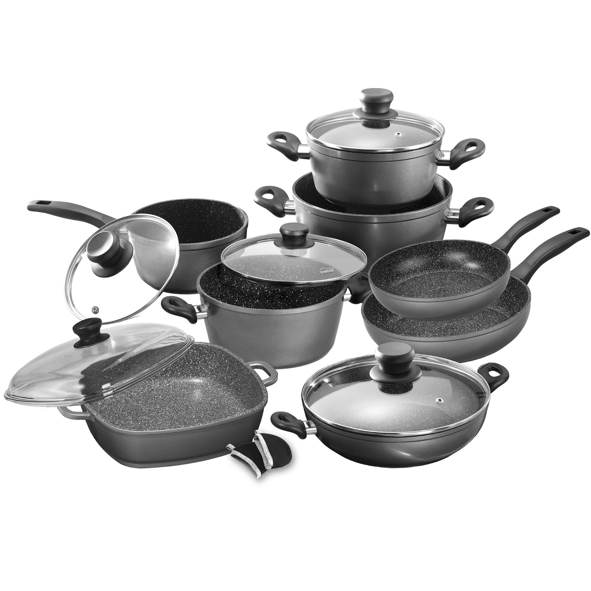 KOCHTOPFSET 13-teilig  - Anthrazit, Basics, Metall - Stoneline