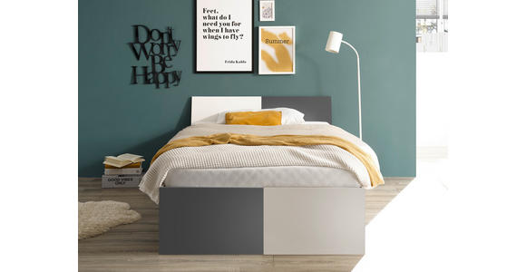 KINDER-/JUNIORBETT 120/200 cm  in Graphitfarben, Weiß  - Schwarz/Graphitfarben, MODERN, Holzwerkstoff/Kunststoff (120/200cm) - Carryhome