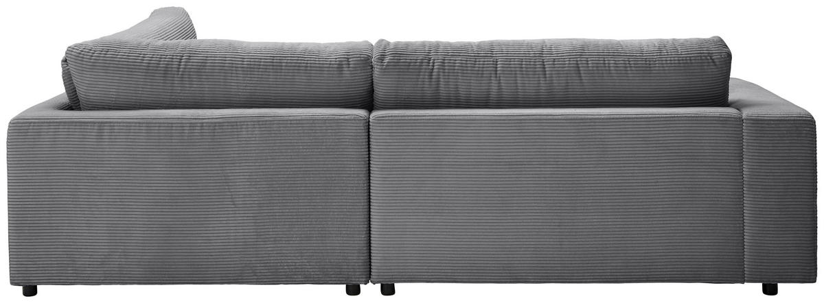 ECKSOFA in Cord Dunkelgrau  - Dunkelgrau/Schwarz, Design, Kunststoff/Textil (265/224cm) - Hom`in