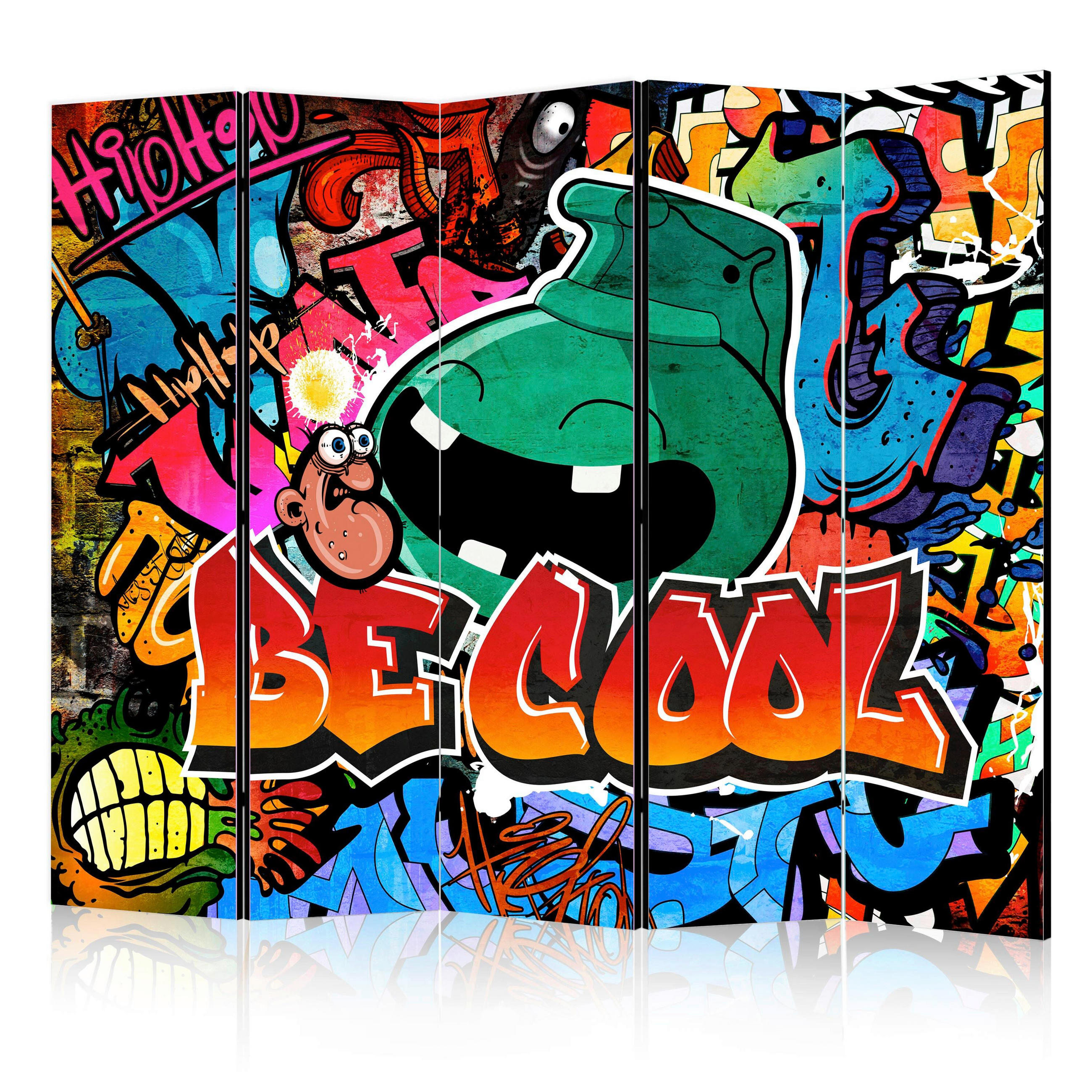 PARAVENT mit 5  Flügel - Multicolor, Basics, Holz/Textil (225/172/3cm) - artgeist
