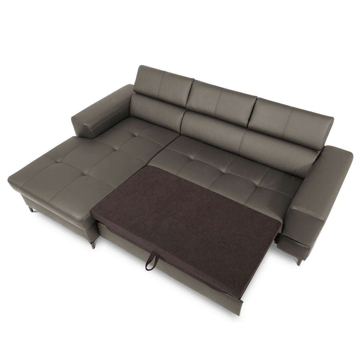 ECKSOFA  in Lederlook Echtleder Schlammfarben  - Schlammfarben/Schwarz, Design, Leder/Textil (173/247cm) - Livetastic