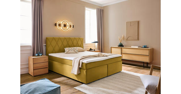 BOXSPRINGBETT 180/200 cm in Currygelb - Currygelb/Schwarz, Design, Kunststoff/Textil (180/200cm) - Xora