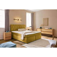 BOXSPRINGBETT 160/200 cm  in Currygelb  - Currygelb/Schwarz, Design, Holzwerkstoff/Kunststoff (160/200cm) - Xora