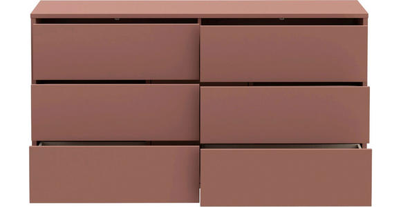 KOMMODE , 155/83/42 cm, 6 Schublade(n)  - Silberfarben/Terracotta, Trend, Holzwerkstoff/Kunststoff (155/83/42cm) - Carryhome