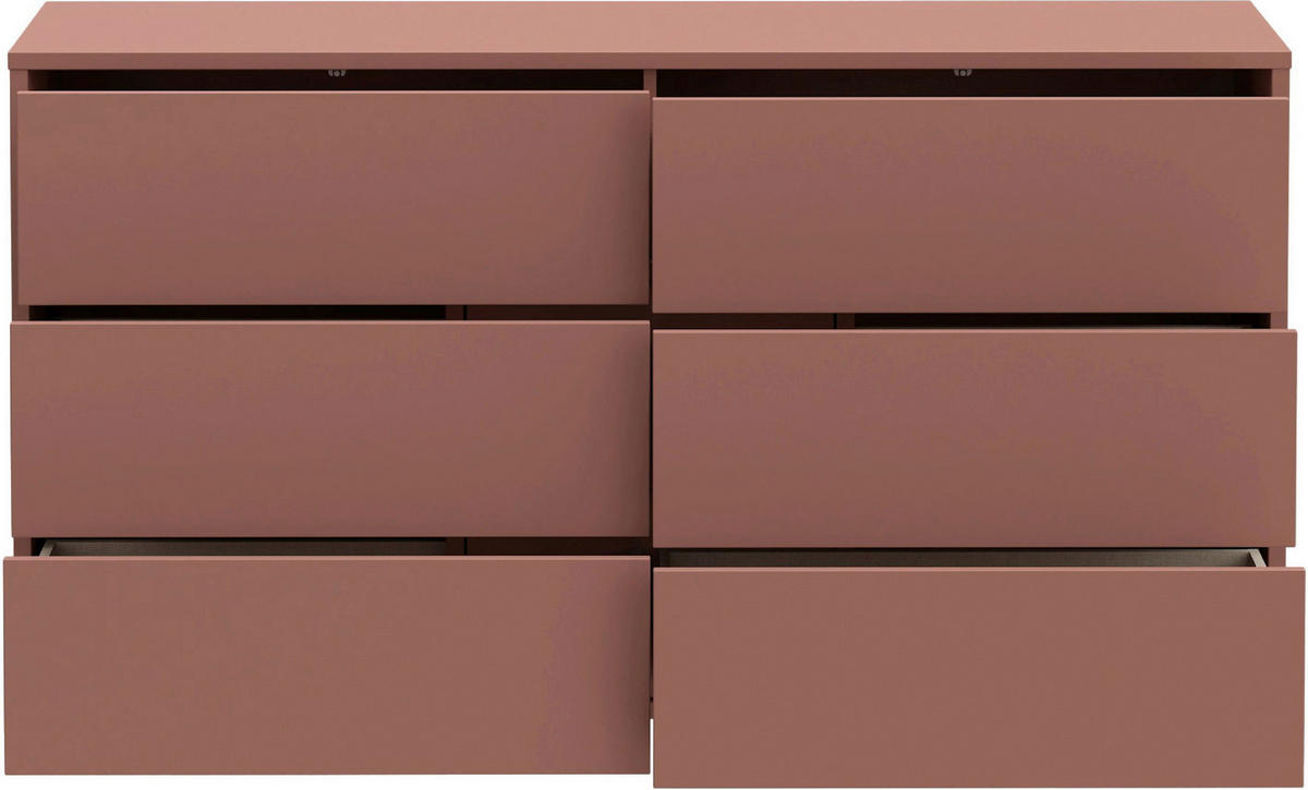 KOMMODE , 155/83/42 cm, 6 Schublade(n)  - Silberfarben/Terracotta, Trend, Holzwerkstoff/Kunststoff (155/83/42cm) - Carryhome