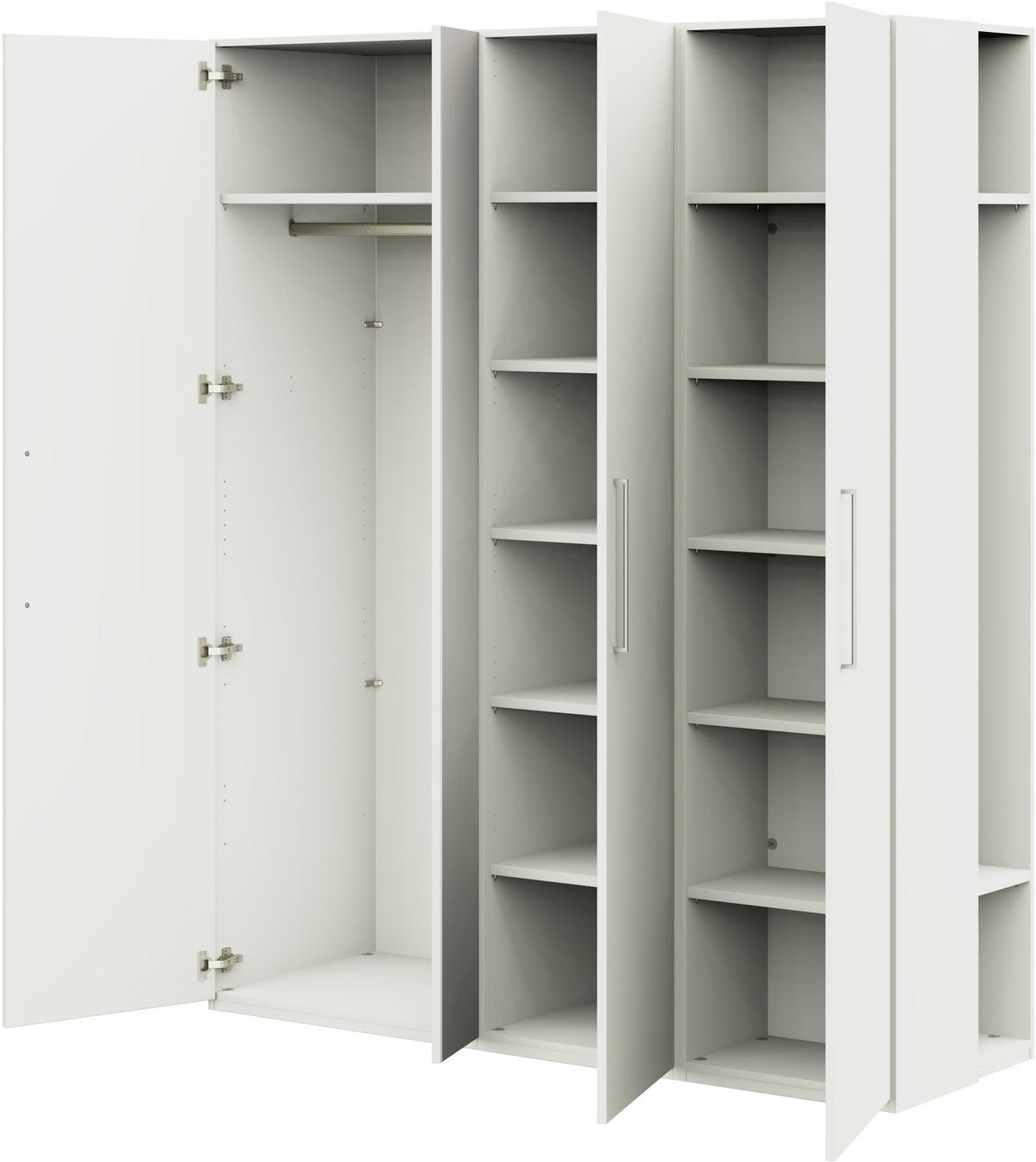 KLEIDERSCHRANK in Weiss  - Weiss/Edelstahlfarben, Design, Glas/Holzwerkstoff (177,6/213,6/59,3cm) - Cantus