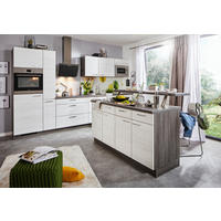 KUCHYNSKÁ LINKA PLAN 345 - farba ušľachtilej ocele/farba duba, Design, kov/kompozitné drevo (345cm) - Welnova