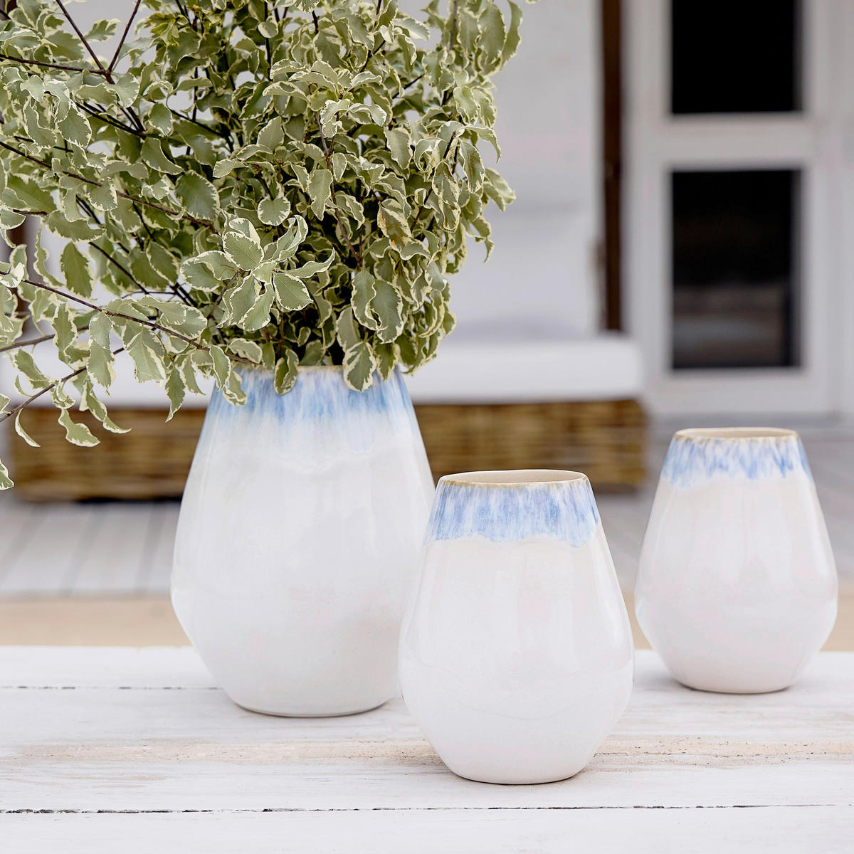 VASE  - Weiß/Hellblau, Basics, Keramik (12/15cm) - Costa Nova