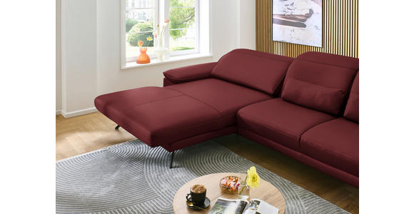 ECKSOFA in Echtleder Rot  - Rot/Schwarz, Design, Leder/Metall (193/332cm) - Dieter Knoll