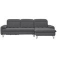 ECKSOFA in Flachgewebe Grau  - Schwarz/Grau, LIFESTYLE, Textil/Metall (310/180cm) - Valnatura