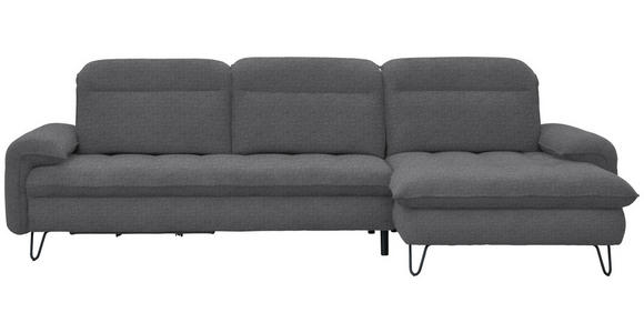 ECKSOFA in Flachgewebe Grau  - Schwarz/Grau, LIFESTYLE, Textil/Metall (310/180cm) - Valnatura