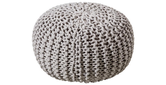 POUF Textilgeflecht Uni Grau 55/55/35 cm  - Silberfarben/Grau, Trend, Textil (55/55/35cm) - Linea Natura