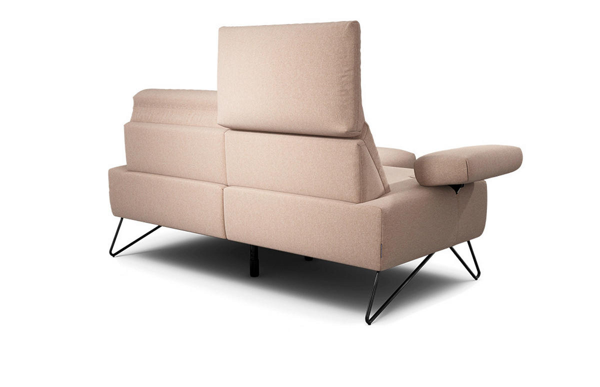 2-SITZER-SOFA in Chenille Rosa  - Schwarz/Rosa, Design, Textil/Metall (164-194/85/86-94cm) - SENSOO