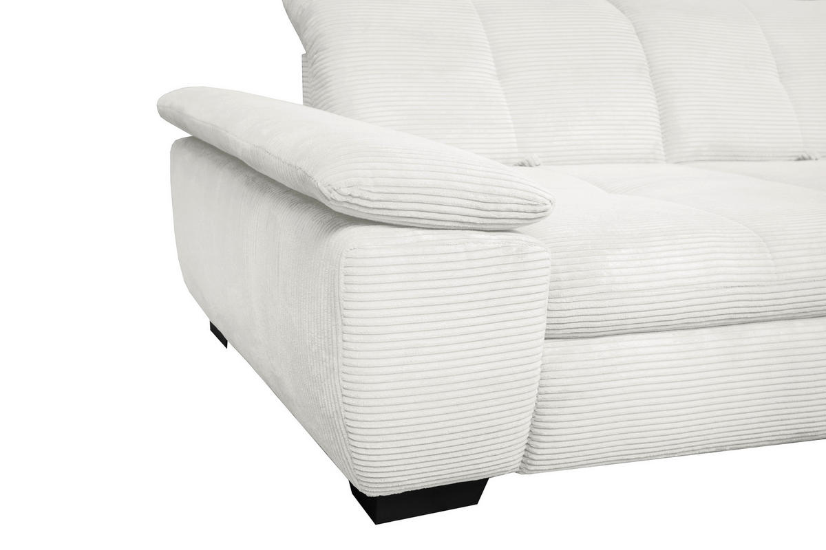 ECKSOFA in Cord Ecru  - Ecru/Schwarz, Design, Textil/Metall (313/242cm) - Xora