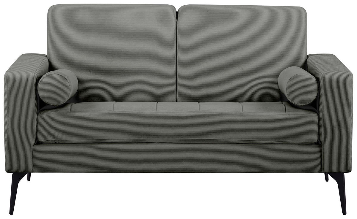 2-SITZER-SOFA Feincord Grau  - Schwarz/Grau, MODERN, Textil/Metall (142/82/76cm) - MID.YOU