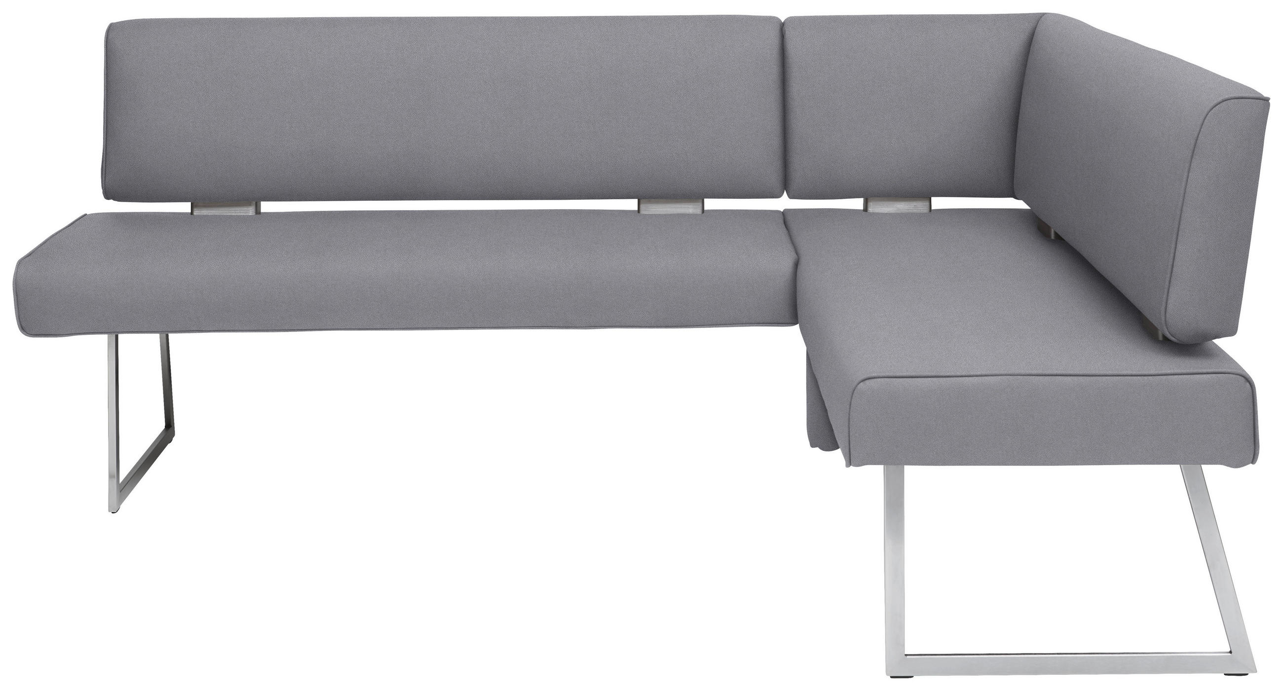 ECKBANK 208/160 cm  in Edelstahlfarben, Graublau  - Edelstahlfarben/Graublau, Design, Textil/Metall (208/160cm) - Dieter Knoll