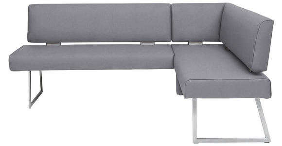 ECKBANK 196/137 cm  in Edelstahlfarben, Graublau  - Edelstahlfarben/Graublau, Design, Textil/Metall (196/137cm) - Dieter Knoll