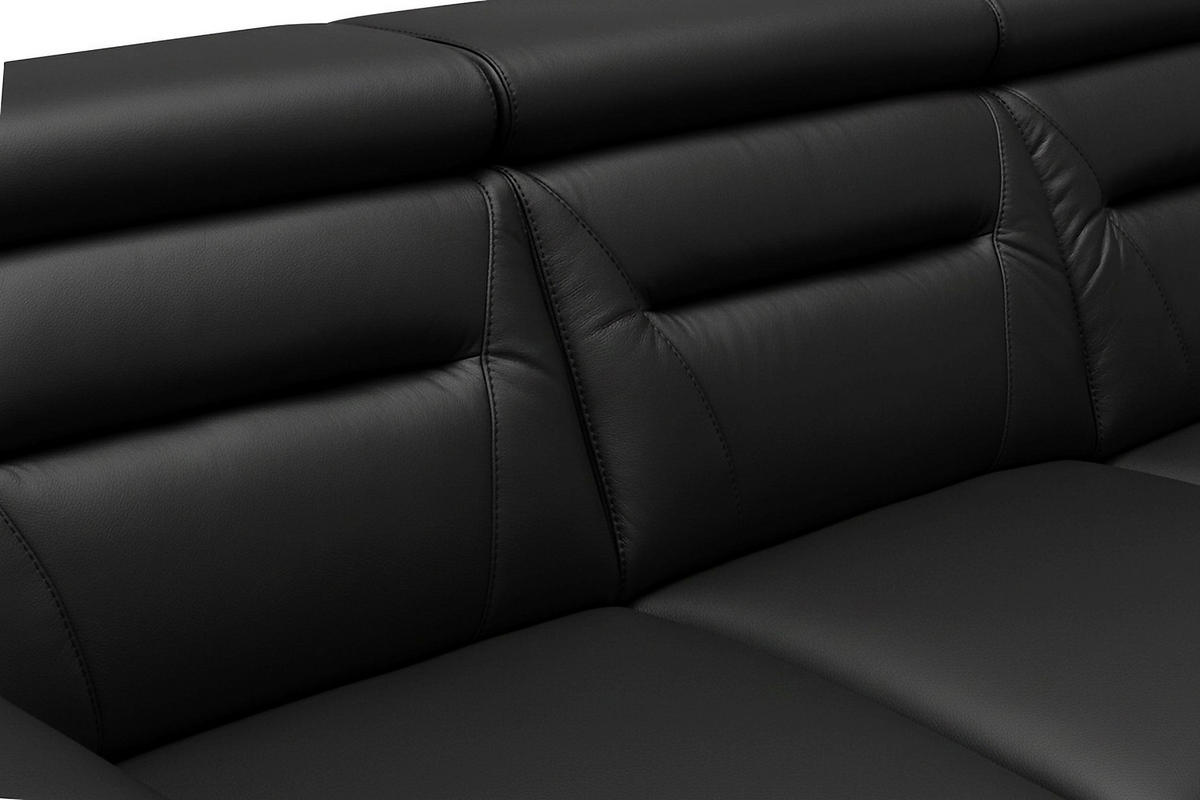 ECKSOFA Lederlook Echtleder Schwarz  - Wengefarben/Schwarz, Design, Leder/Holz (260/260cm) - Celina Home