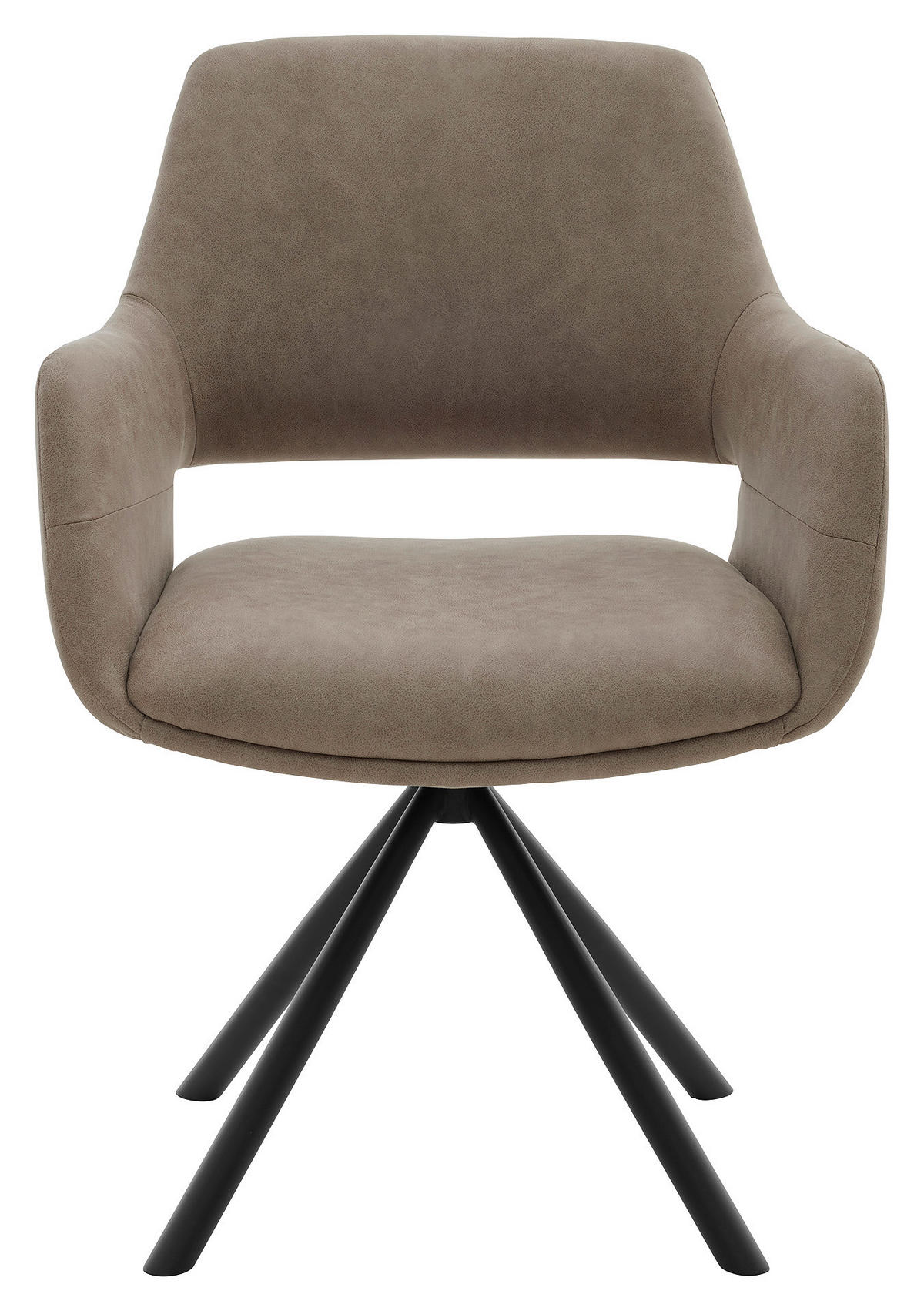 ARMLEHNSTUHL  Stoffauswahl, Sitzfläche 180° drehbar, automatische Rückholfunktion Mikrofaser  - Beige/Schwarz, Design, Textil/Metall (62/83/62cm) - Musterring