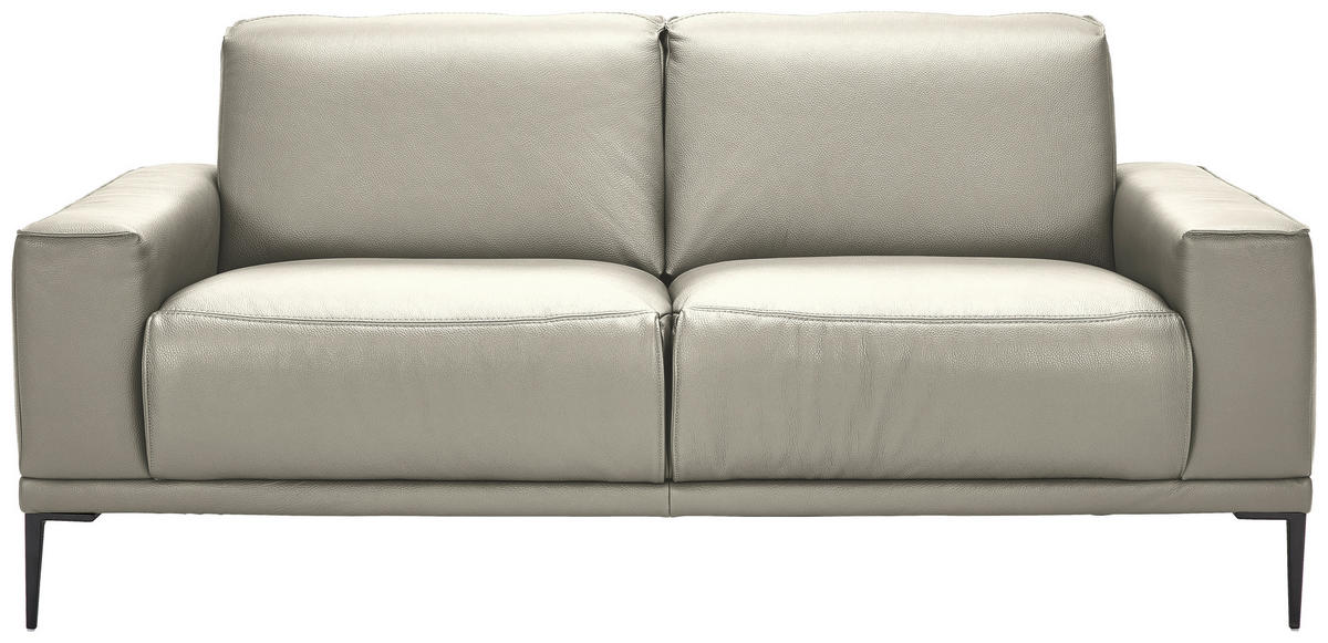 2-SITZER-SOFA Echtleder Cappuccino  - Schwarz/Cappuccino, Design, Leder/Metall (180/82/92cm) - Johann Jakob