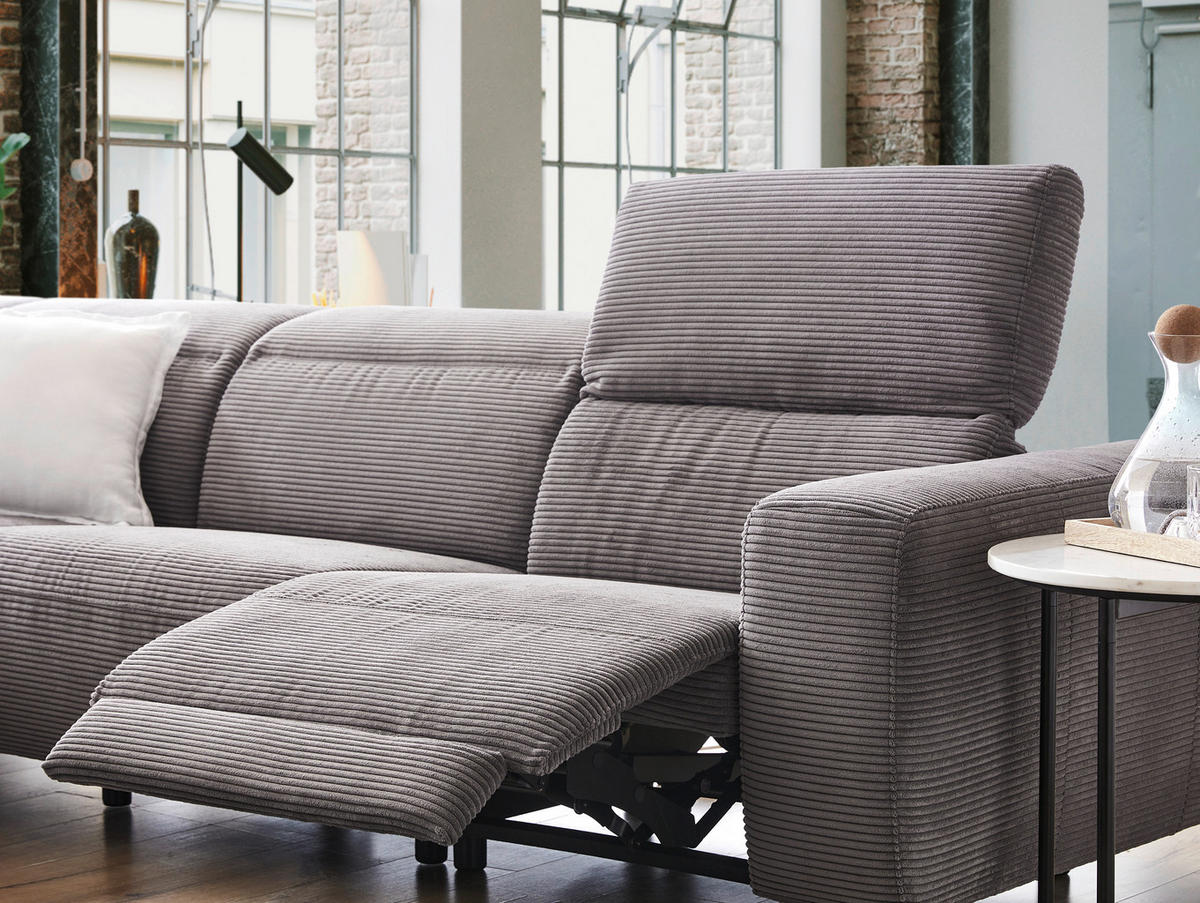 ECKSOFA in Cord Dunkelgrau  - Dunkelgrau/Schwarz, Design, Textil (223/290cm) - Pure Home Lifestyle