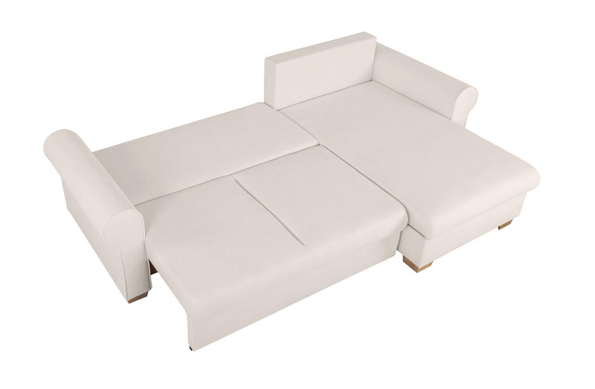 ECKSOFA Arles Creme  - Buchefarben/Creme, Design, Holz/Textil (266/161cm) - MID.YOU