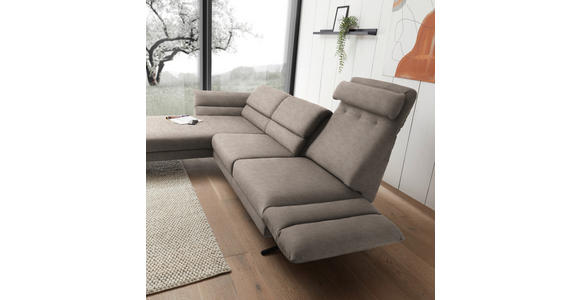 ECKSOFA Taupe Flachgewebe  - Taupe/Schwarz, Design, Textil/Metall (176-217/279-327cm) - Dieter Knoll