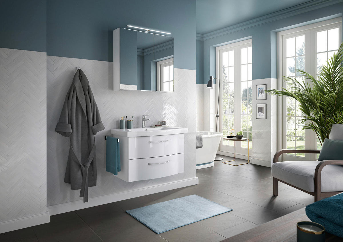 BADEZIMMER 3-teilig  in 82 cm  - Chromfarben/Weiß Hochglanz, KONVENTIONELL, Glas/Holzwerkstoff (82cm) - Pelipal