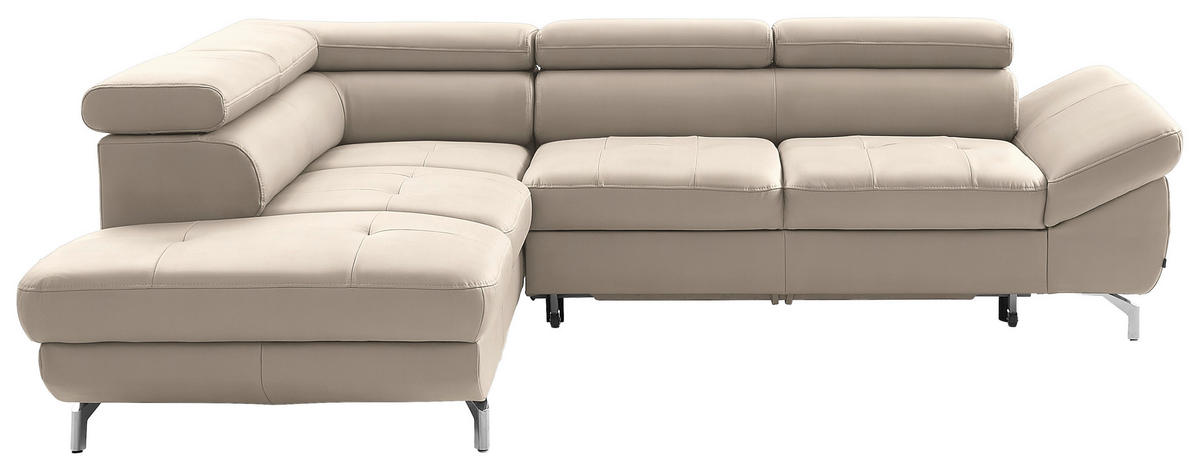 ECKSOFA  in Echtleder Creme  220/270 cm  - Silberfarben/Creme, Design, Leder/Metall (220/270cm) - Novel