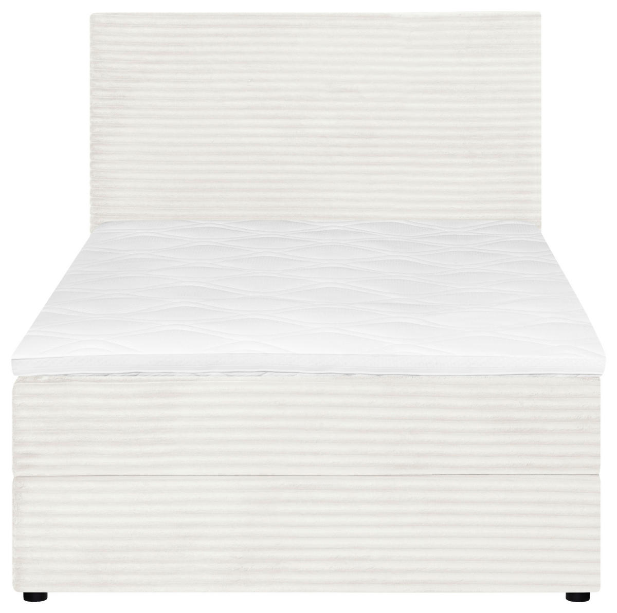 BOXBETT 120/200 cm,  in Naturfarben, Matratze, Bettkasten, Topper, H3 = fest  - Schwarz/Naturfarben, Trend, Kunststoff/Textil (120/200cm) - Boxxx