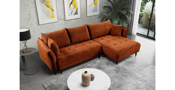 ECKSOFA Rostfarben Chenille - Rostfarben/Schwarz, KONVENTIONELL, Holz/Textil (290/160cm) - Carryhome