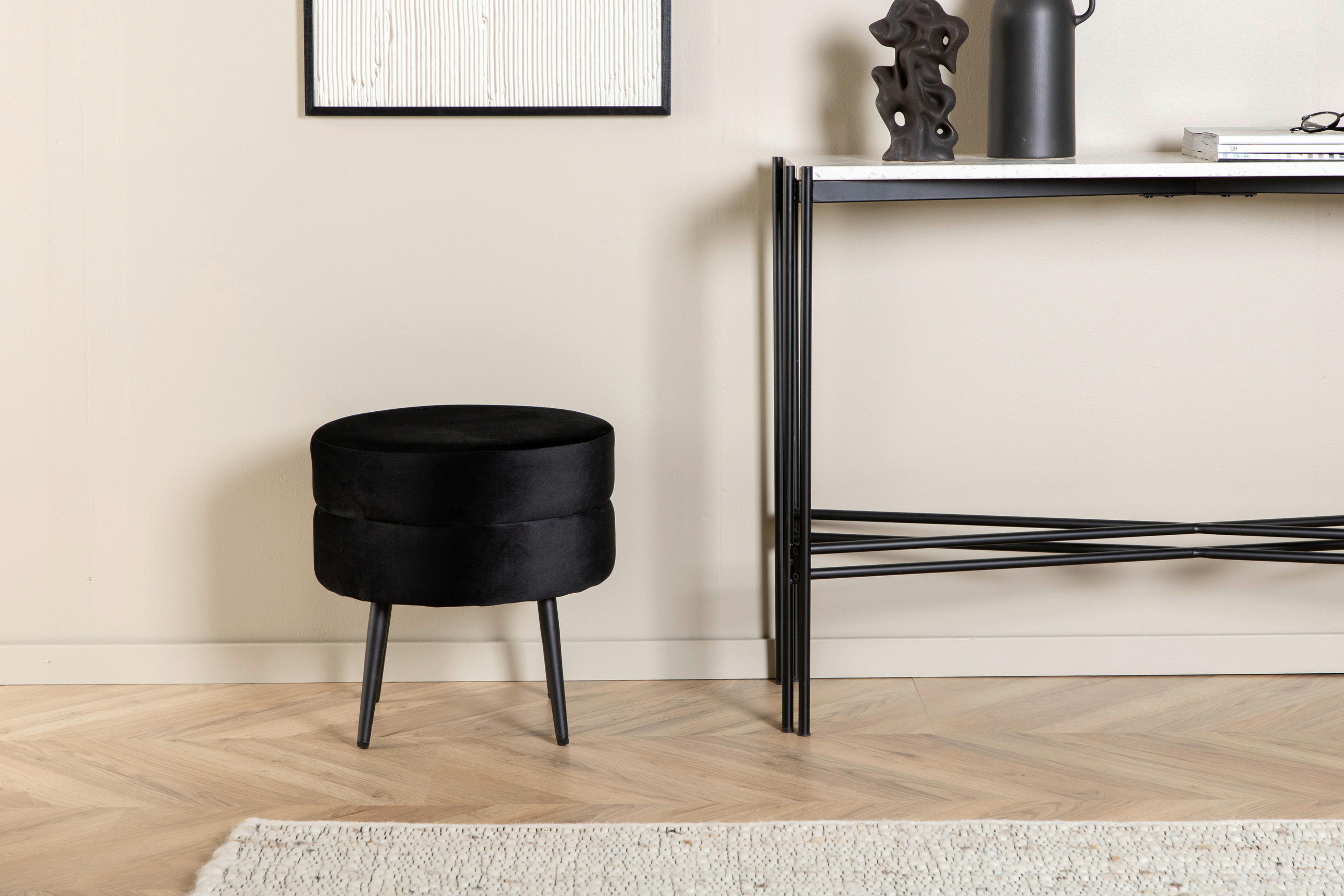 Livetastic Hocker Schwarz 40x40x40 cm