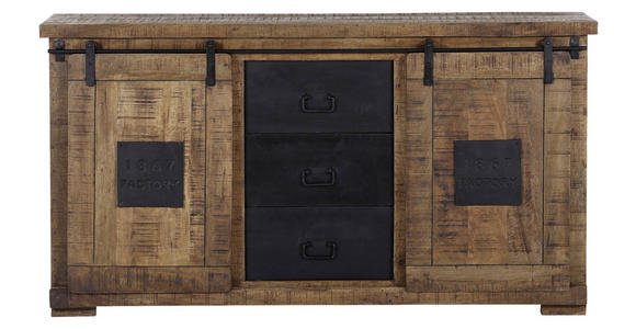 SIDEBOARD in 160/85/45 cm - Schwarz/Naturfarben, LIFESTYLE, Holz/Metall (160/85/45cm) - Landscape