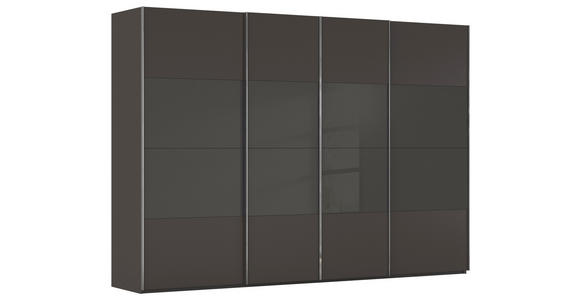 SCHWEBETÜRENSCHRANK  in Graphitfarben, Schwarz  - Chromfarben/Graphitfarben, KONVENTIONELL, Glas/Holzwerkstoff (316/235/68cm) - Novel
