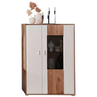 HIGHBOARD  in 95/140/42 cm  - Eichefarben/Silberfarben, KONVENTIONELL, Glas/Holzwerkstoff (95/140/42cm) - Xora