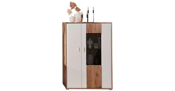 HIGHBOARD  95/140/42 cm  - Eichefarben/Silberfarben, KONVENTIONELL, Glas/Holzwerkstoff (95/140/42cm) - Xora