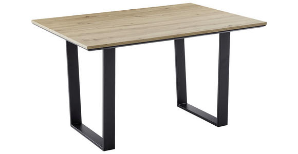 ESSTISCH 120/80/76 cm Nachbildung  Metall, Holzwerkstoff in verschiedenen Größen erhältlich, in verschiedenen Holzdekoren erhältlich, Variantenauswahl rechteckig Schwarz, Eiche Artisan  - Schwarz/Eiche Artisan, MODERN, Holzwerkstoff/Metall (120/80/76cm) -