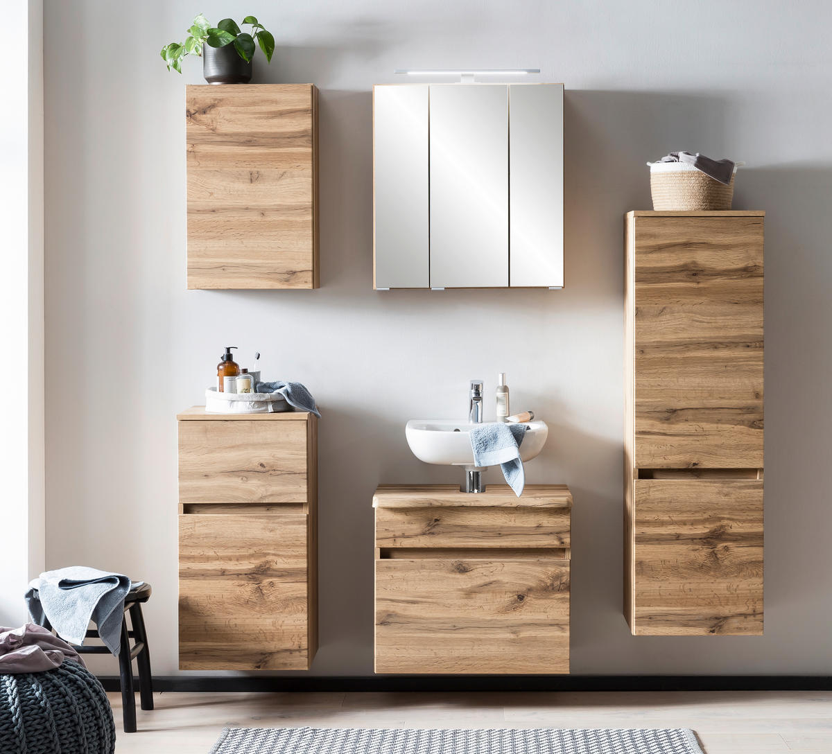 UNTERSCHRANK 40/79/35 cm   - Eiche Wotan/Silberfarben, Natur, Holzwerkstoff/Kunststoff (40/79/35cm) - Xora