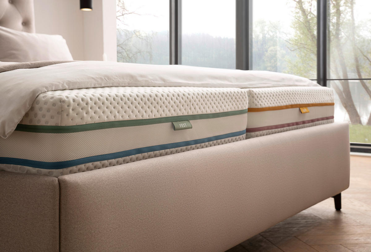 POLSTERBETT gepolstertes Kopfteil, Lattenroste Beige 200/200 cm  - Birkefarben/Beige, KONVENTIONELL, Holz/Textil (200/200cm) - Novel