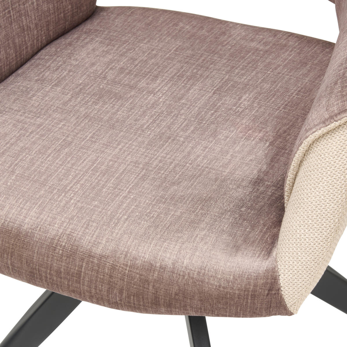 ARMLEHNSTUHL  in Eisen Samt, Webstoff  - Beige/Schwarz, KONVENTIONELL, Textil/Metall (62/86/64cm) - MID.YOU
