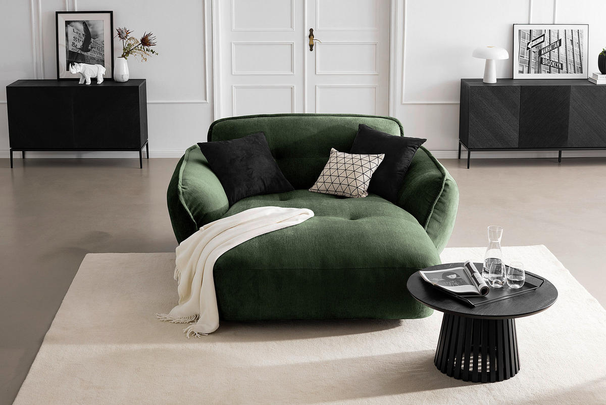 XXL-SESSEL in Chenille Dunkelgrün  - Dunkelgrün/Schwarz, Modern, Kunststoff/Textil (182/87/184cm) - Trendmanufaktur