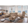 ECKSOFA in Echtleder Braun  - Alufarben/Braun, Design, Leder/Metall (242/271cm) - Cantus