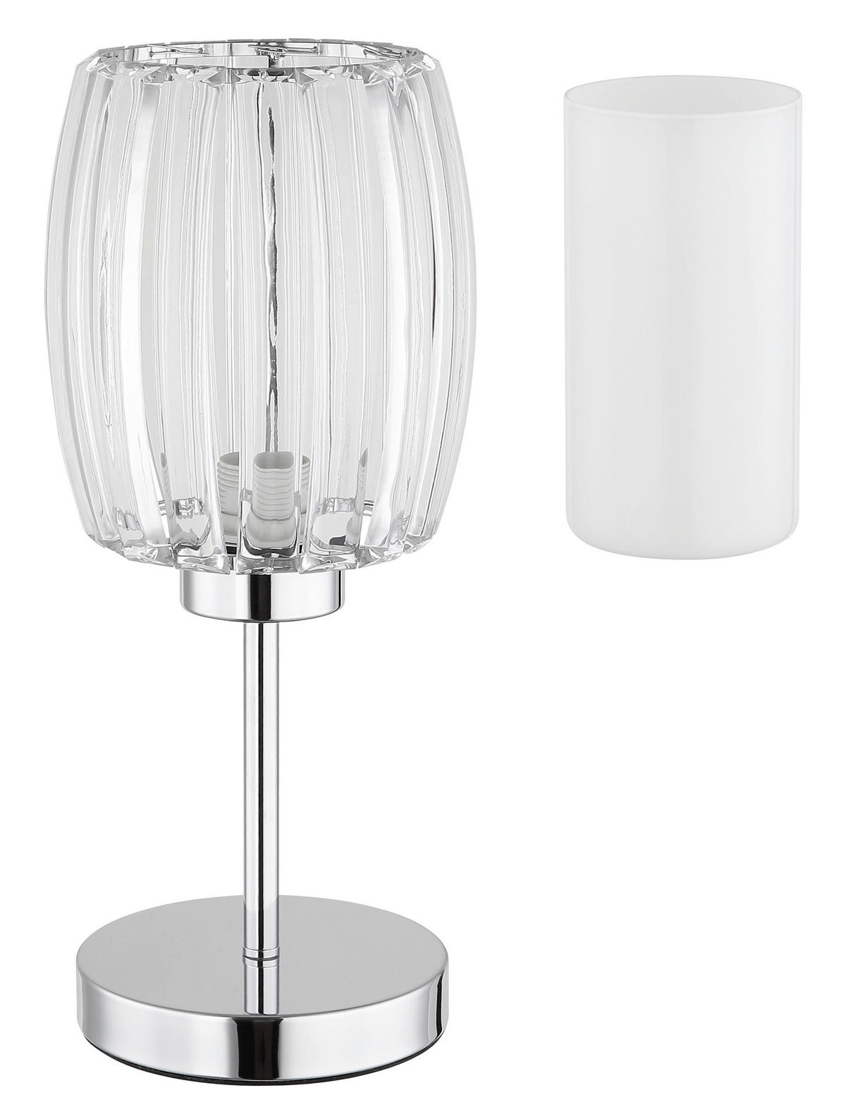 TISCHLEUCHTE 18/40 cm   - Klar/Chromfarben, Design, Glas/Kunststoff (18/40cm) - Globo