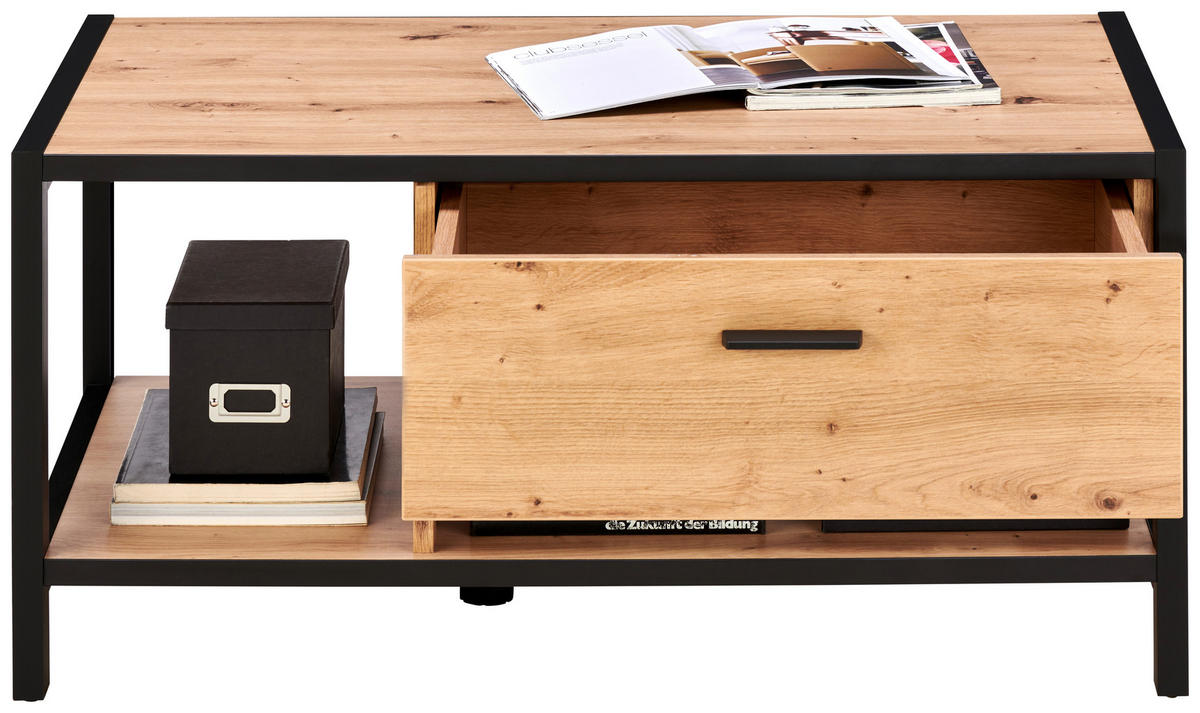 COUCHTISCH in Holzwerkstoff 92/55/44 cm  - Eichefarben/Anthrazit, Design, Holzwerkstoff/Metall (92/55/44cm) - Carryhome